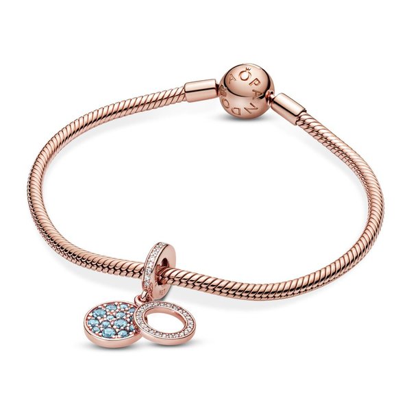 Pandora ékszer Rozé függő charm halványkék kövekkel 789186C03