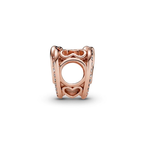 Pandora ékszer Csillogó összefonódó szívek rozé charm 789270C01