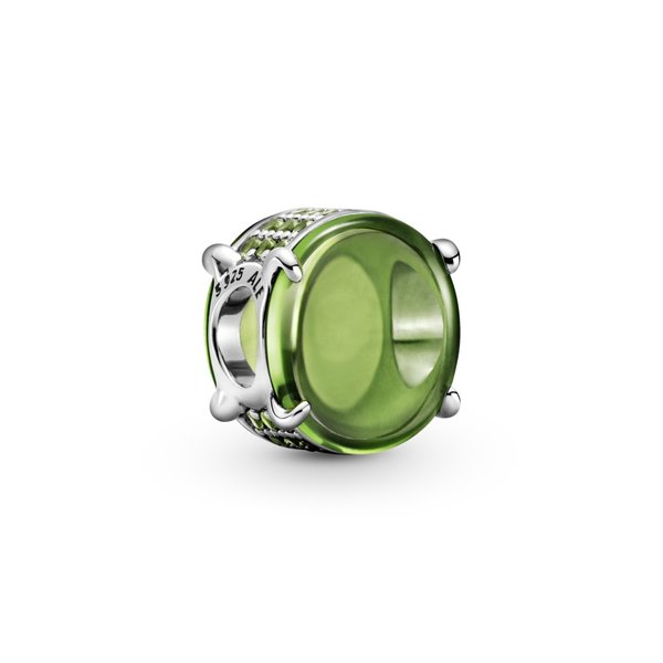 Pandora ékszer Zöld ovális cabochon ezüst charm 799309C02
