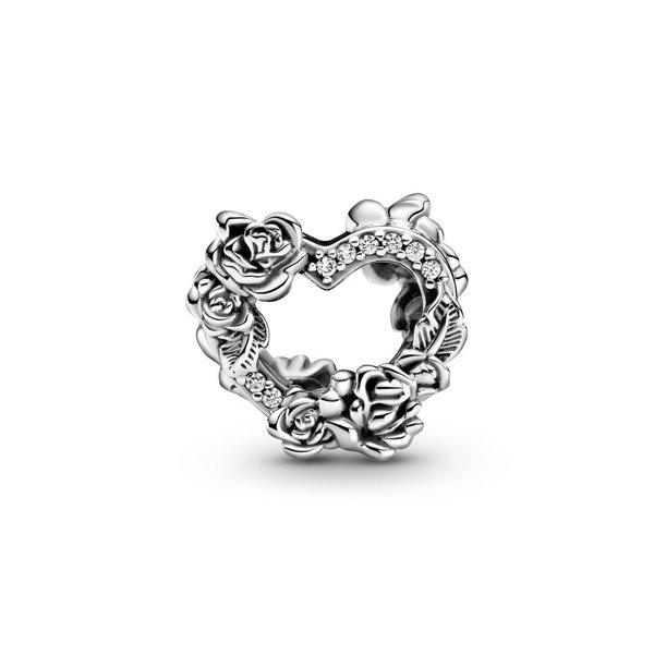 Pandora ékszer Áttört szív és rózsa ezüst charm 799281C01