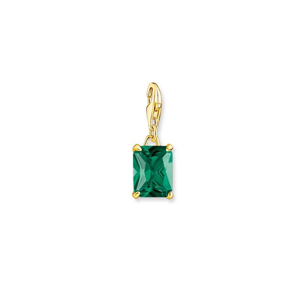 Thomas Sabo Aranyozott charm zöld kővel 1869-472-6