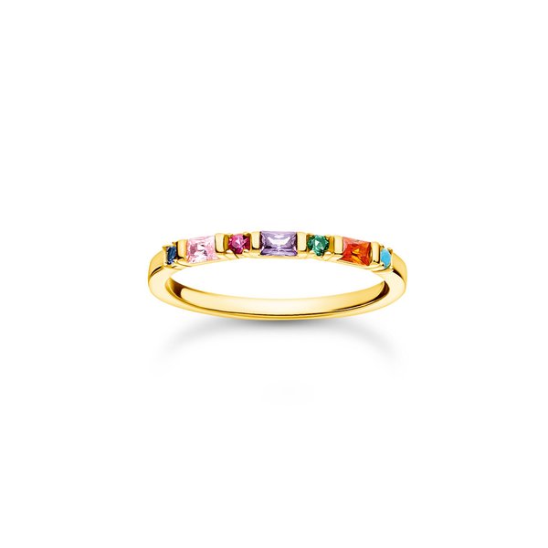 Thomas Sabo Aranyozott ezüst gyűrű színes kövekkel 