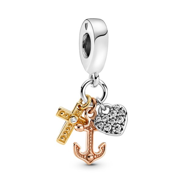 Pandora ékszer Kereszt szív horog tricolor charm 799354C01