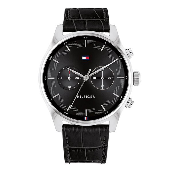 Tommy Hilfiger Sawyer fekete bőr szíjas férfi óra 1710424