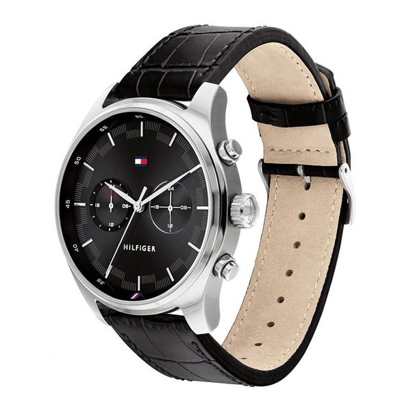 Tommy Hilfiger Sawyer fekete bőr szíjas férfi óra 1710424
