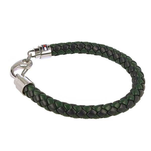Tommy Hilfiger Kék zöld vastag fonott bőr karkötő 2790045