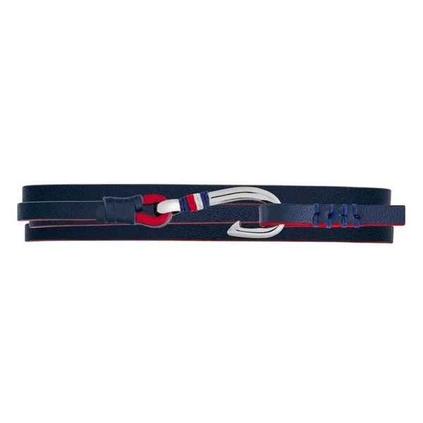 Tommy Hilfiger Kék piros három soros bőr karkötő kampós csattal 2790190