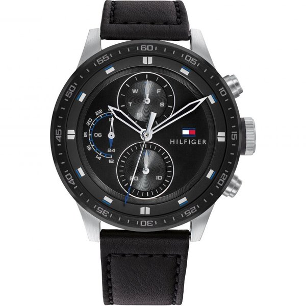 Tommy Hilfiger Trent fekete bőrszíjas férfi óra 1791810