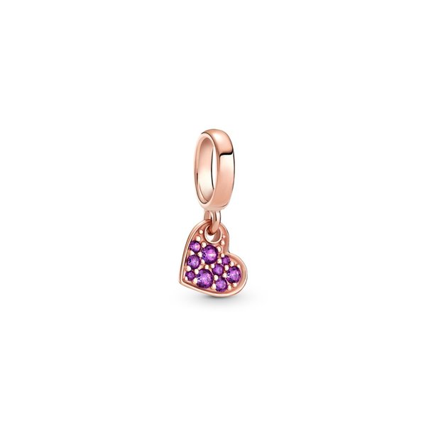 Pandora ékszer Rozé lila pávé szív charm 789404C03