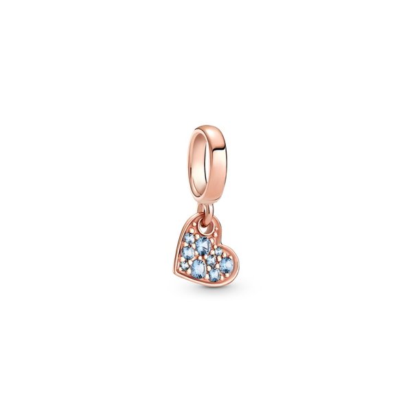 Pandora ékszer Rozé halvány kék pávé szív charm 789404C01