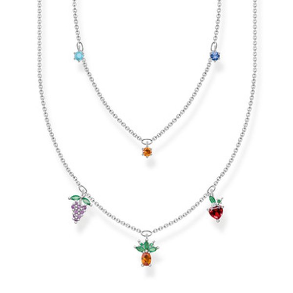 Thomas Sabo Duplasoros gyümölcsös ezüst nyaklánc színes kövekkel KE2098-477-7-L45v