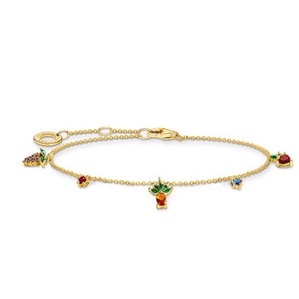 Thomas Sabo Aranyozott ezüst karkötő gyümölcsökkel és színes kövekkel A2026-488-7-L19v
