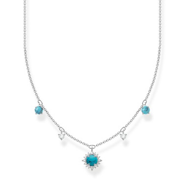 Thomas Sabo Ezüst nyaklánc cirkóniával és türkiz elemekkel KE2094-405-17-L45v