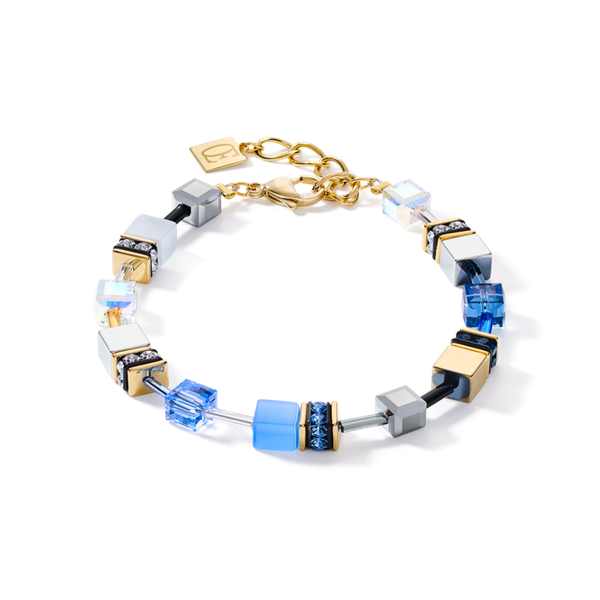 Coeur de Lion GeoCUBE kék arany karkötő swarovski kristályokkal 2839/30-0716
