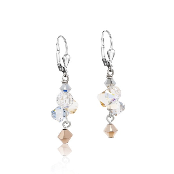 Coeur de Lion GeoCUBE rozé és ezüst színű fülbevaló swarovski kristályokkal 4938/20-1631