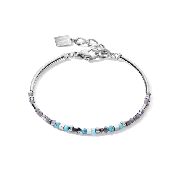 Coeur de Lion Aqua kék ezüst színű karkötő hematittal és swarovski kristályokkal 5032/30-2000