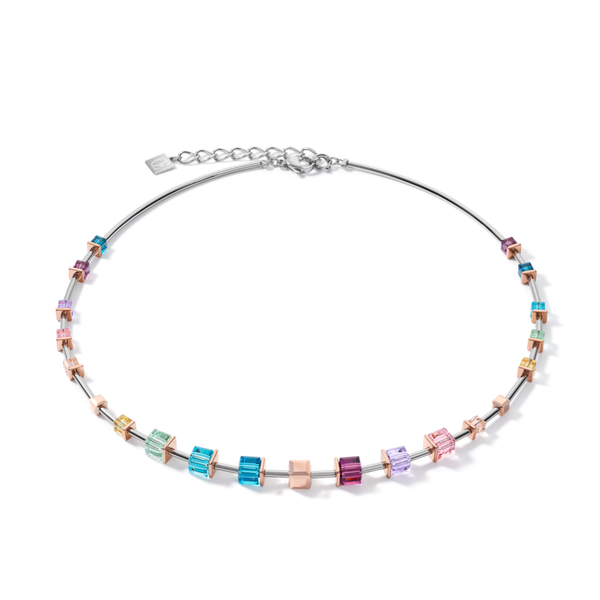 Coeur de Lion GeoCUBE ezüst rozé színű multikolor nyaklánc swarovski kristállyal 5062/10-1578