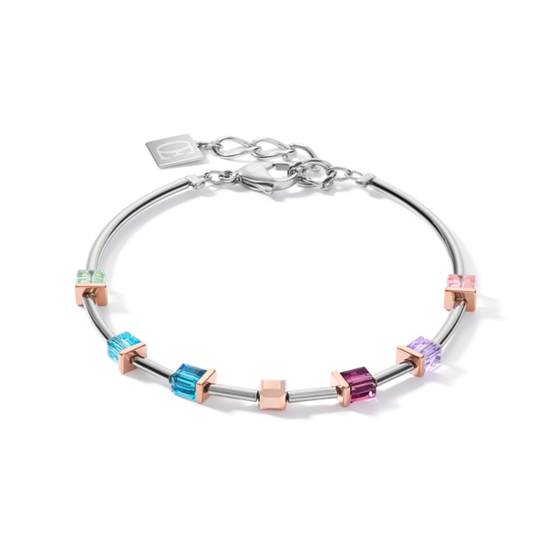 Coeur de Lion GeoCUBE multikolor ezüst rozé színű karkötő swarovski kristályokkal 5062/30-1578