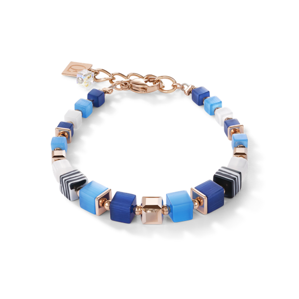 Coeur de Lion GeoCUBE rozé színű kék türkiz malachit karkötő swarovski kristállyal 4963/30-0706
