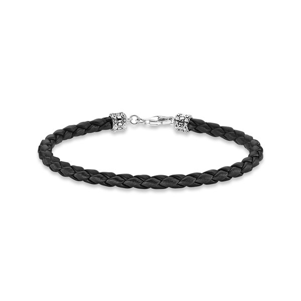 Thomas Sabo Fonott fekete bőr karkötő 