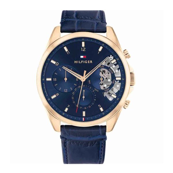 Tommy Hilfiger Baker sötétkék bőrszíjas férfi óra 1710451