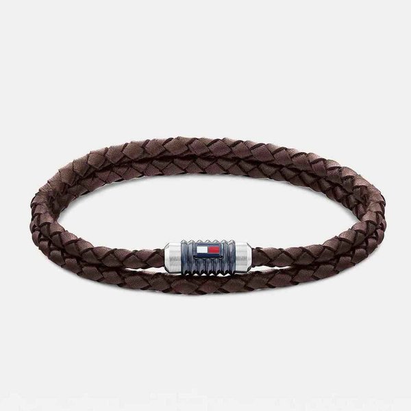 Tommy Hilfiger Duplasoros barna bőr férfi karkötő 2790305
