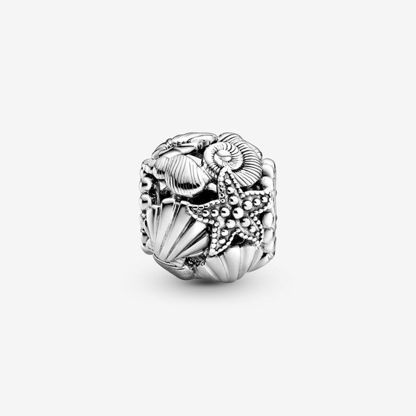 Pandora ékszer Áttört tengeri csillag kagyló szív ezüst charm 798950C00