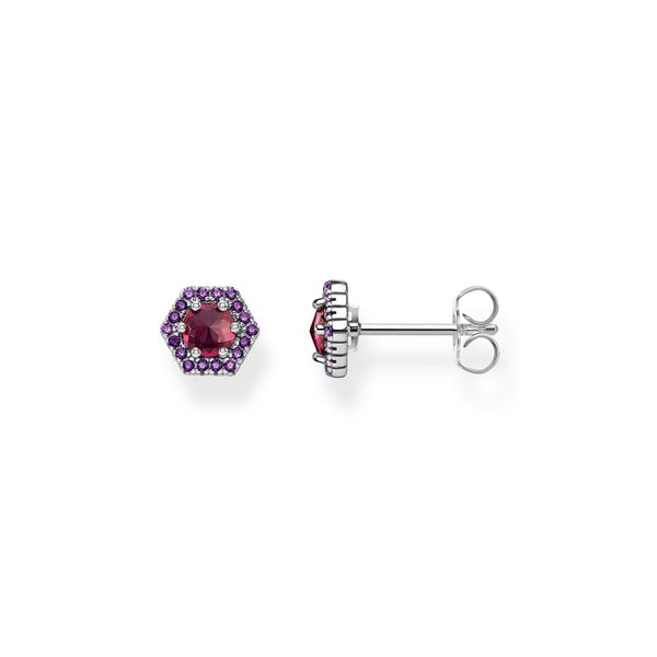 Thomas Sabo Bedugós ezüst fülbevaló bordó és lila kövekkel H2072-348-10