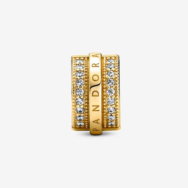 Pandora ékszer Szikrázó pavé vonalak és logó shine szilikonos klip 769042C01