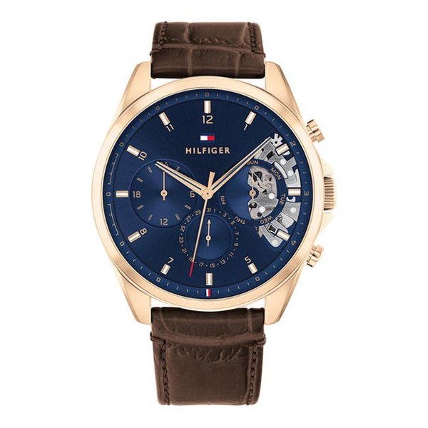 Tommy Hilfiger Baker barna bőrszíjas rozé tokos férfi karóra 1710453