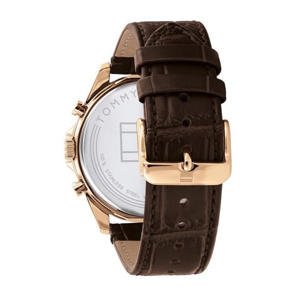 Tommy Hilfiger Baker barna bőrszíjas rozé tokos férfi karóra 1710453
