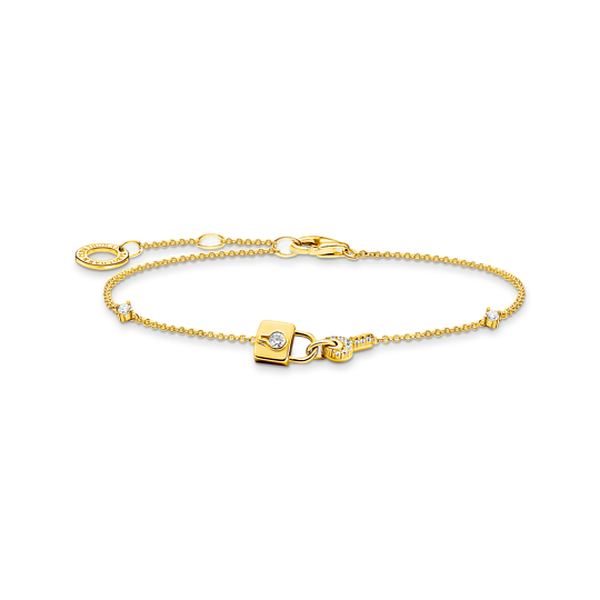 Thomas Sabo Aranyozott ezüst karkötő lakat és kulcs medállal A2040-414-14-L19v