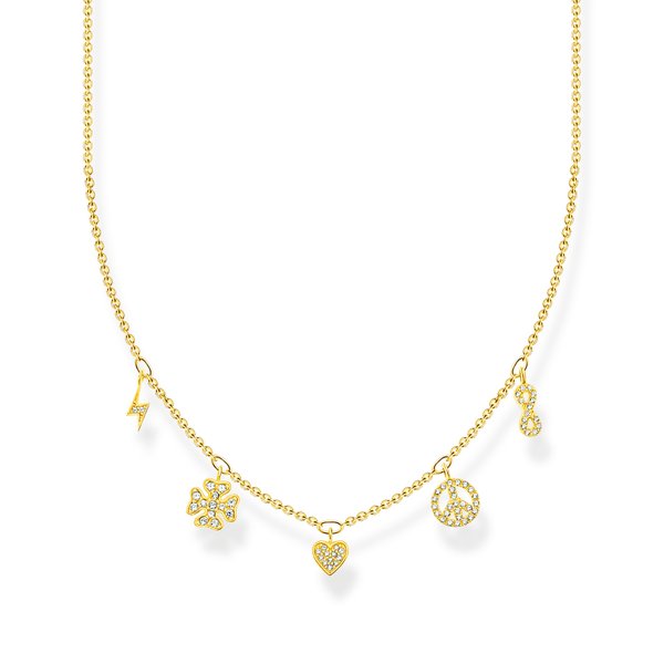 Thomas Sabo Aranyozott ezüst nyaklánc köves szimbólumokkal KE2123-414-14-L42v