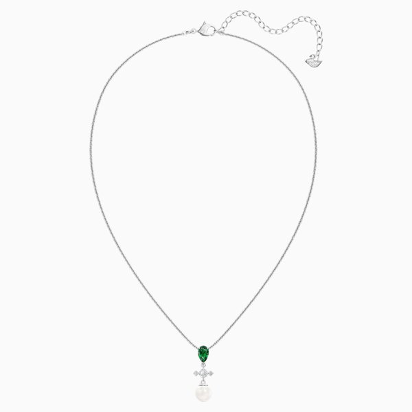 Swarovski Perfection ezüst színű nyaklánc zöld kristállyal 5493103