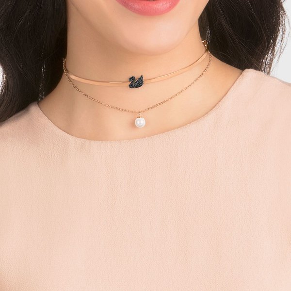 Swarovski Rozé dupla nyaklánc hattyúval és gyönggyel 5351807