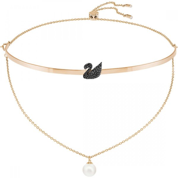 Swarovski Rozé dupla nyaklánc hattyúval és gyönggyel 5351807
