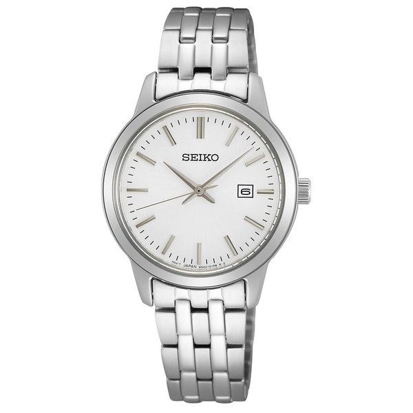 Seiko Ezüst fémszíjas női óra fehér számlappal SUR405P1