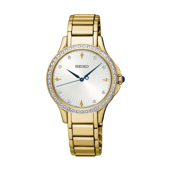 Seiko Arany színű női óra kristályokkal SRZ488P1
