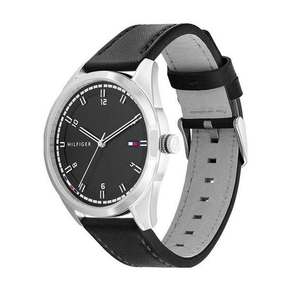Tommy Hilfiger Griffin fekete bőr szíjas férfi óra 1710459