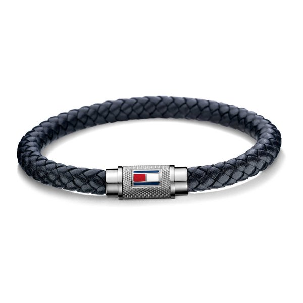 Tommy Hilfiger Kék fonott bőr férfi karkötő mégneszárral 2701000