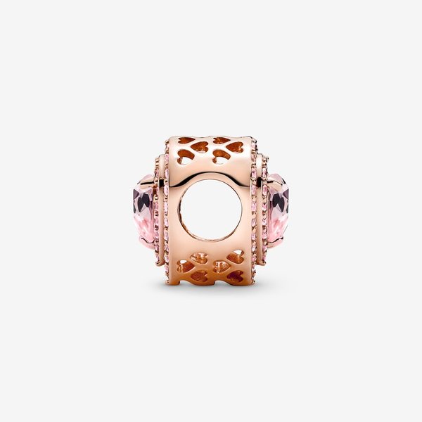 Pandora ékszer Kiemelt szív rozé charm rózsaszín kristállyal 789218C01
