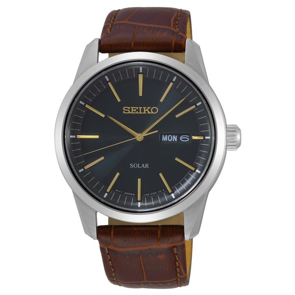 Seiko Solar barna bőrszíjas férfi óra SNE529P1