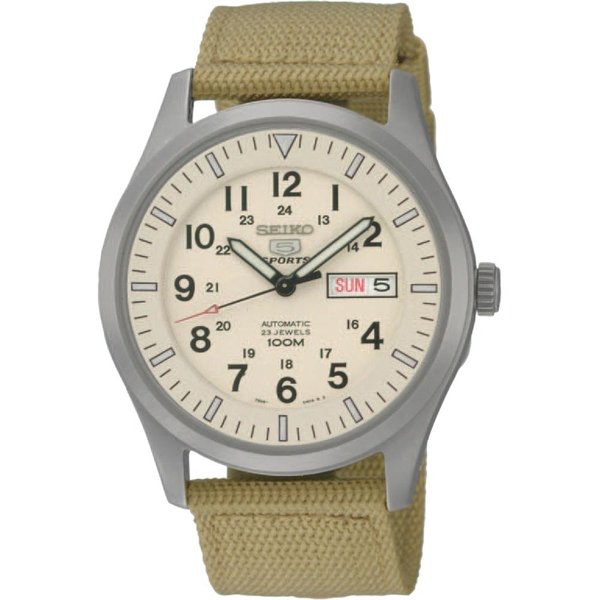 Seiko 5 Sports drapp szíjas férfi óra SNZG07K1