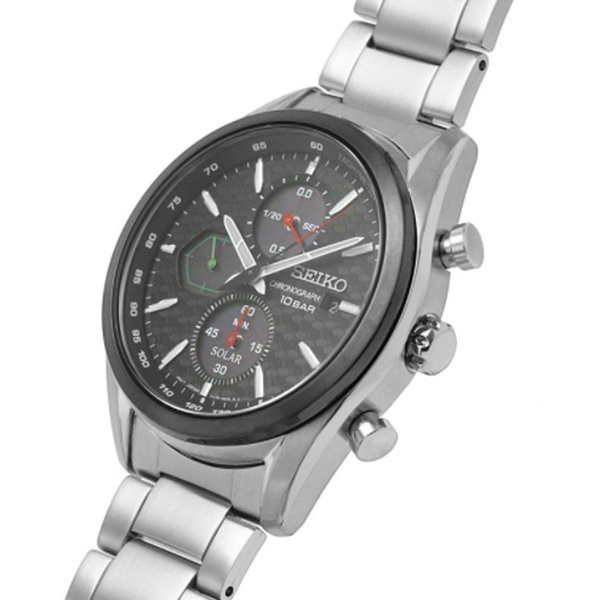 Seiko Solar Macchina Sportiva fémcsatos chronograph férfi óra SSC803P1