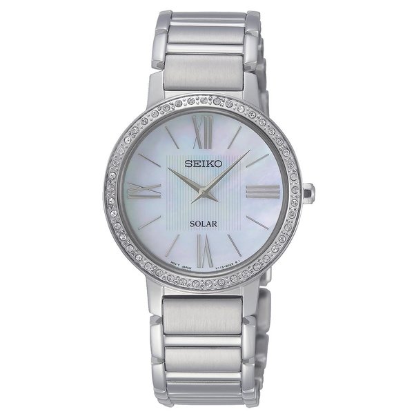Seiko Gyöngyház számlapos Solar ezüst női karóra SUP431P1