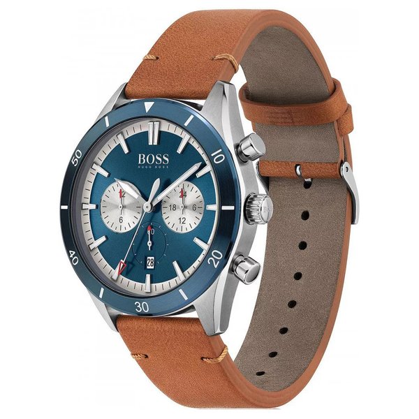 Boss Santiago barna bőrszíjas dual time férfi óra 1513860