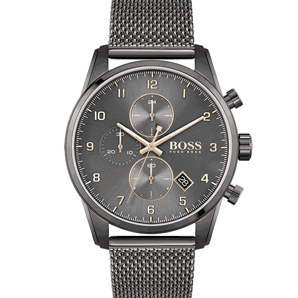 Boss Skymaster antracit férfi óra rozé mutatókkal 1513837