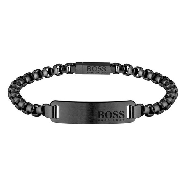 Boss Fekete acél láncos karkötő 