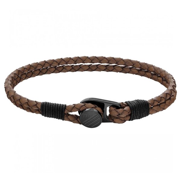 Tommy Hilfiger Dupla soros barna fonott bőr férfi karkötő 2790198S
