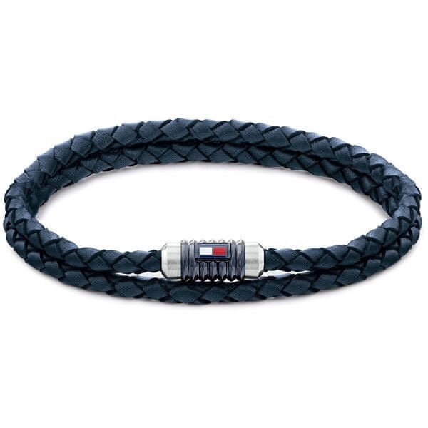 Tommy Hilfiger Dupla soros fonott kék bőr férfi karkötő 2790304